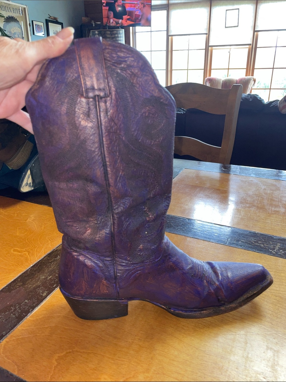 J.B. Dillon Purple Leather Western Heeled Boot